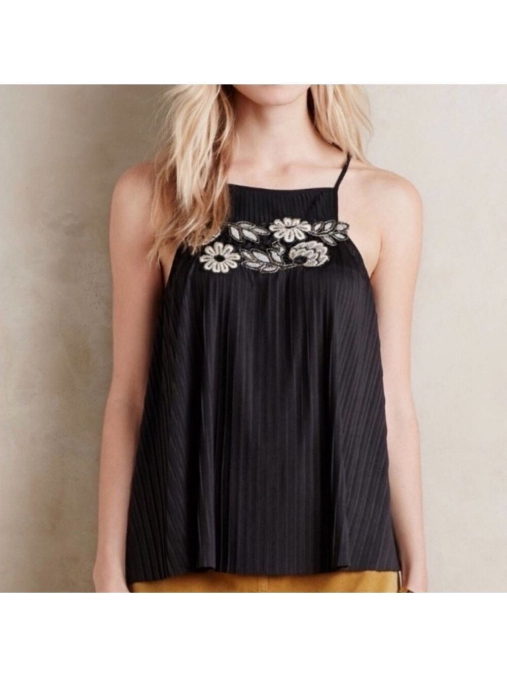 Deletta Anthropologie Floral Crochet Tank